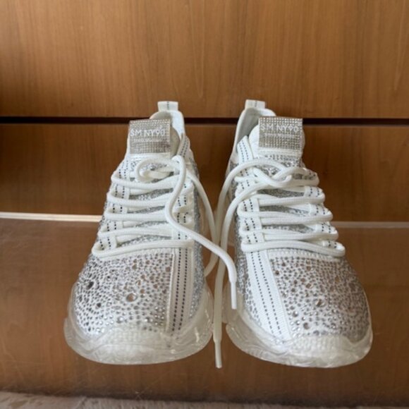 NWB Steve Madden Maxima White Rhinestone Sneakers - Size 7 - Picture 5 of 11